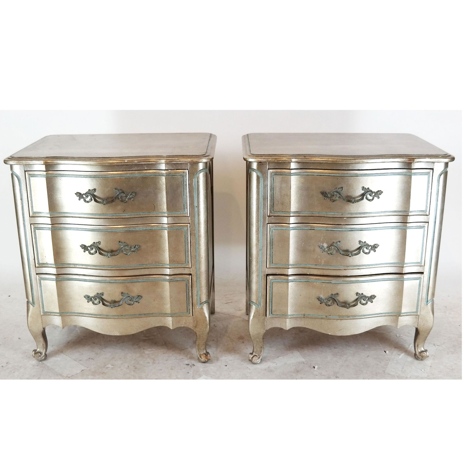 Pair Louis XV-Style Silver Gilt Night Tables (1 of 8)
