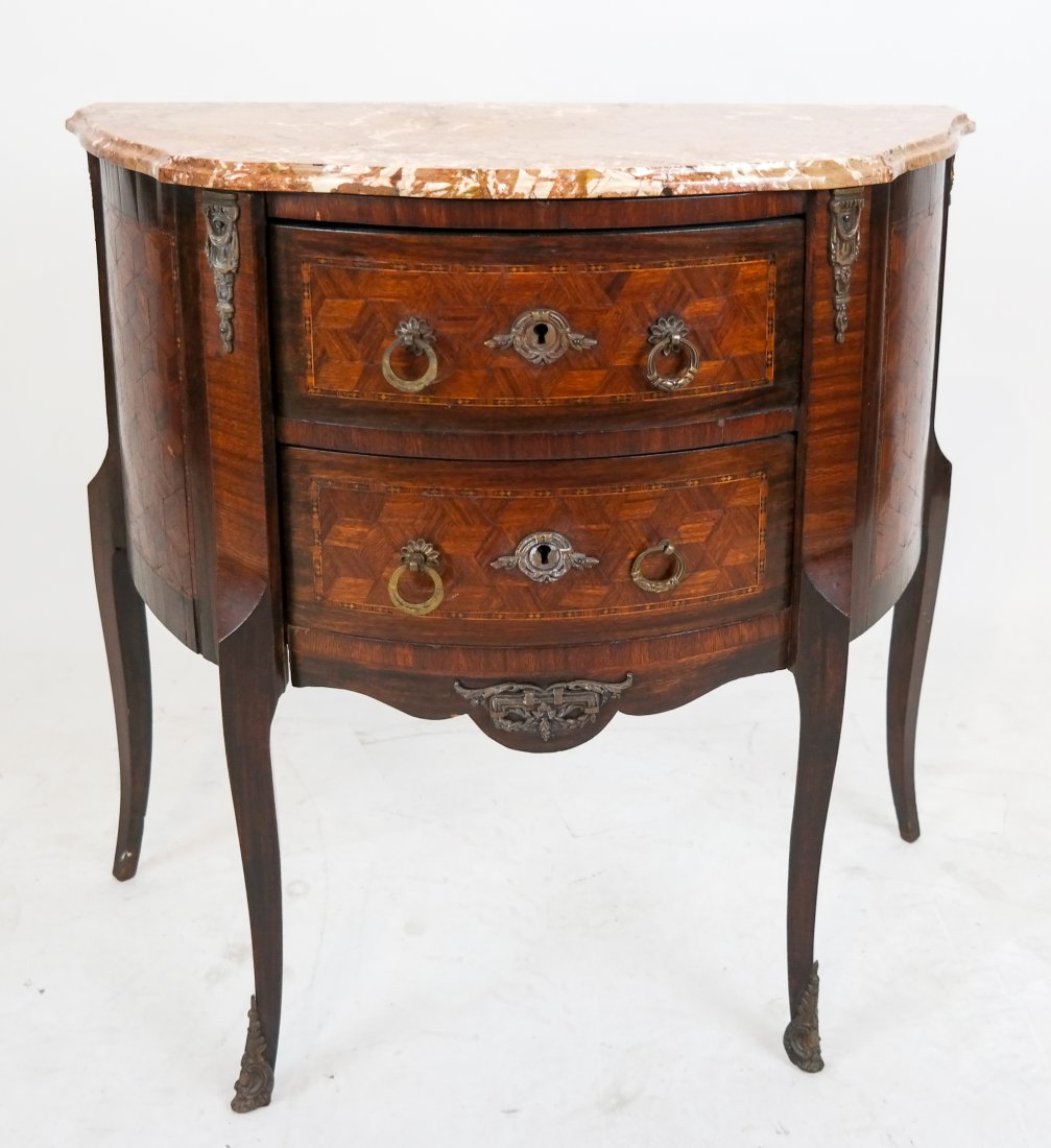 Louis XV-Style Marble Top Demilune Commode (1 of 10)