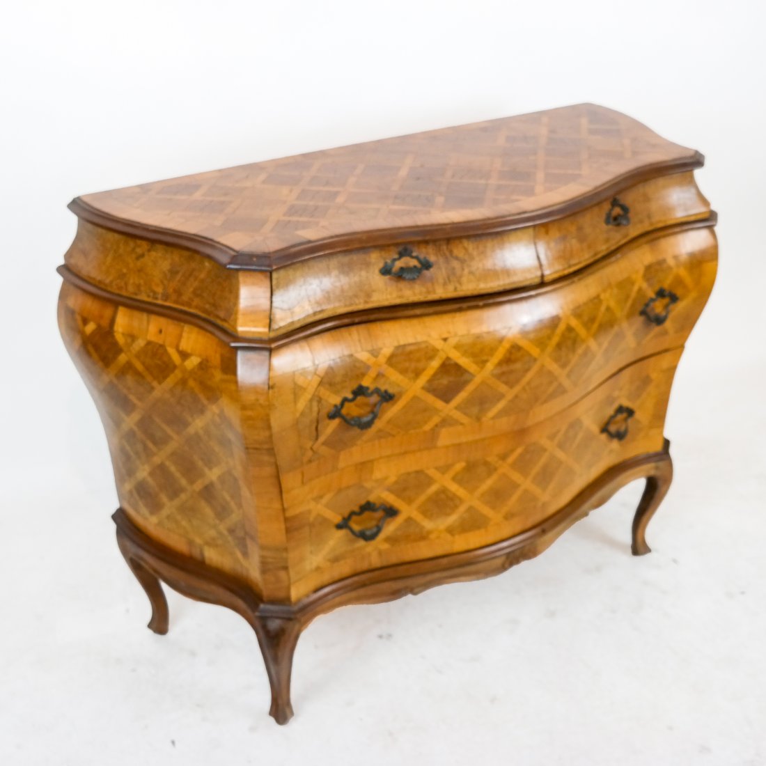 Louis XV-Style Parquetry Inlaid Bombe Commode (1 of 8)