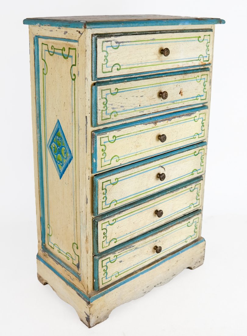Painted Miniature Chest with Five Drawers (1 of 7)