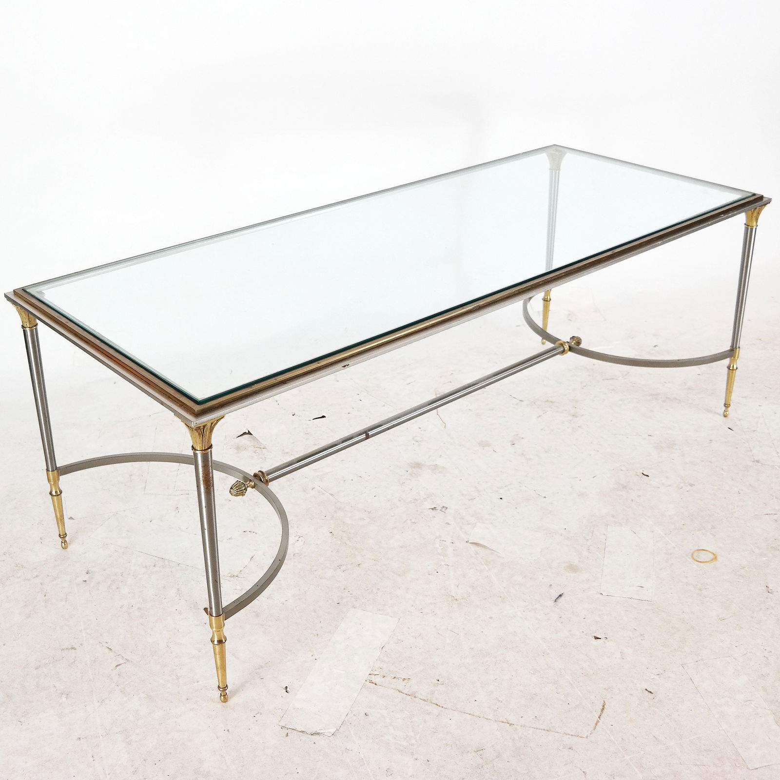Modern Glass Inset Steel Coffee Table (1 of 7)