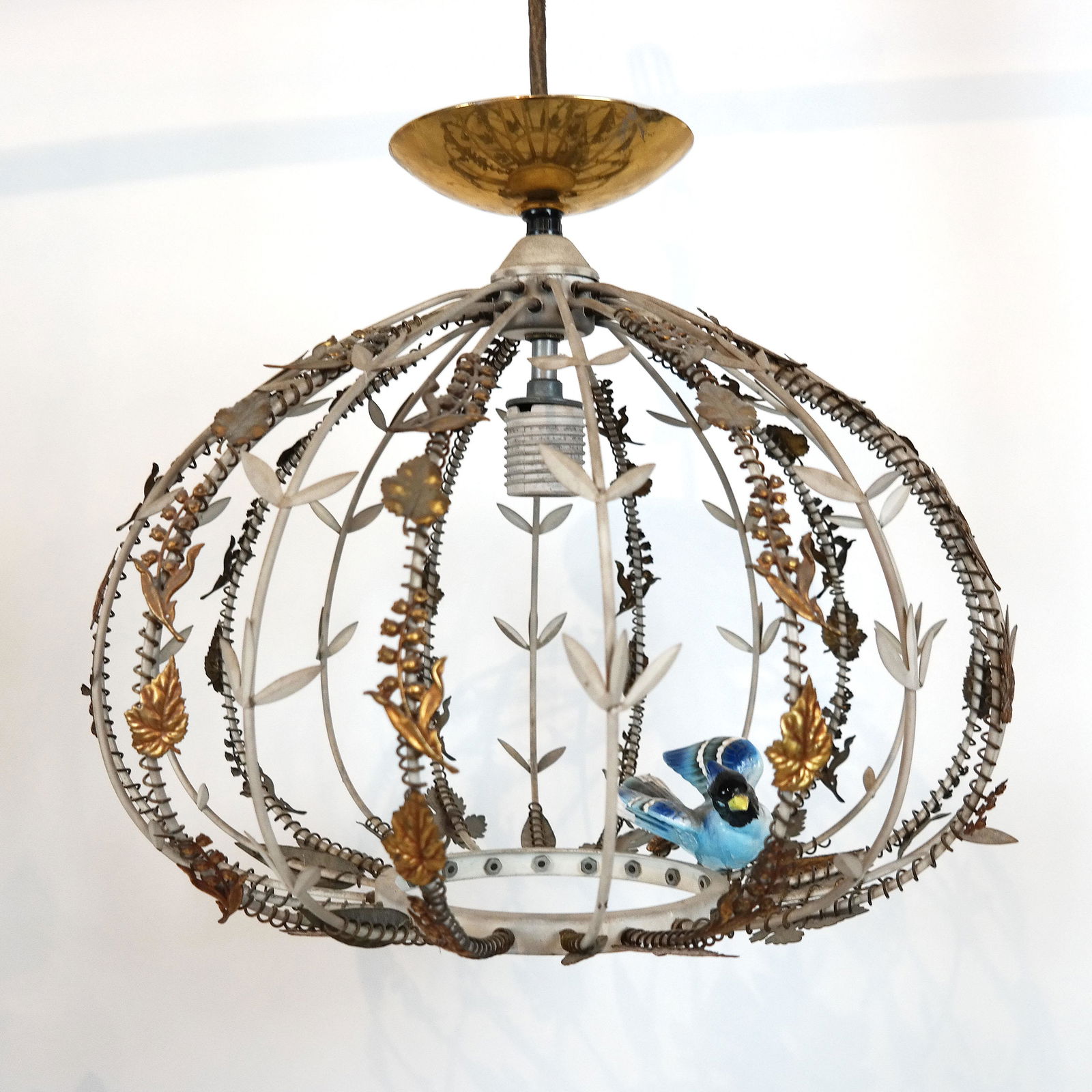 Birdcage-Style Metal & Wire Pendant Light Fixture (1 of 6)