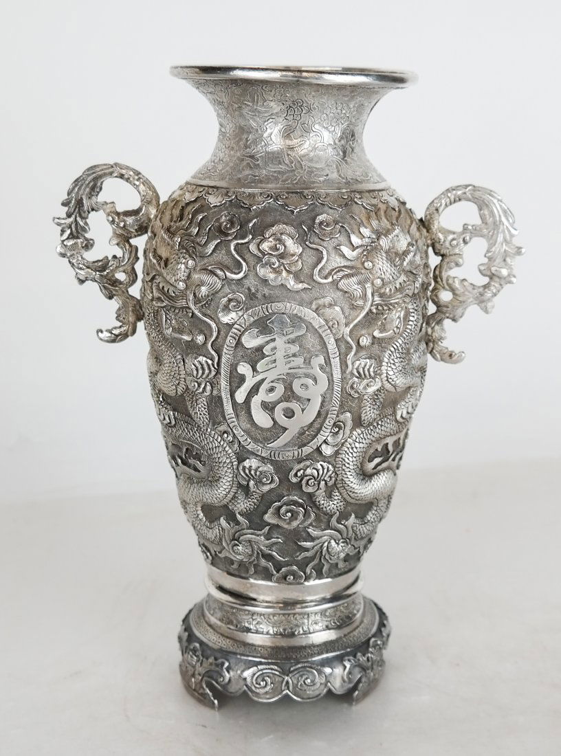 Chinese Silver "Dragon" Vase (1 of 7)
