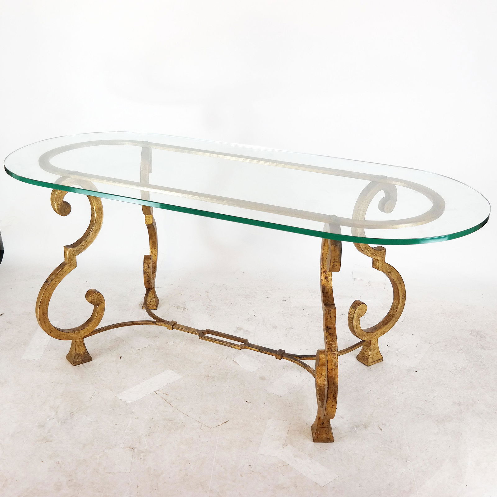 Gilt Metal and Glass Oval Dining Table (1 of 6)