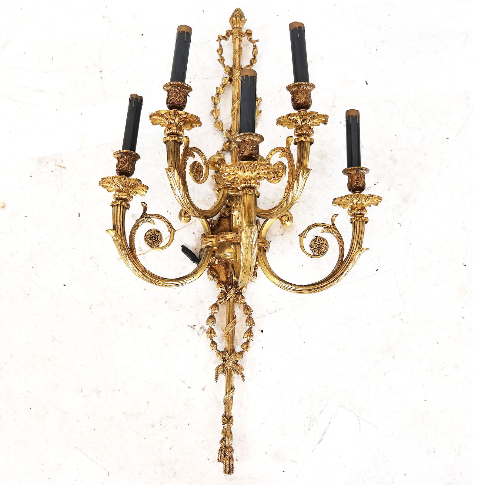 Gilt Bronze Louis XVI-Style 5-Light Wall Sconce (1 of 8)