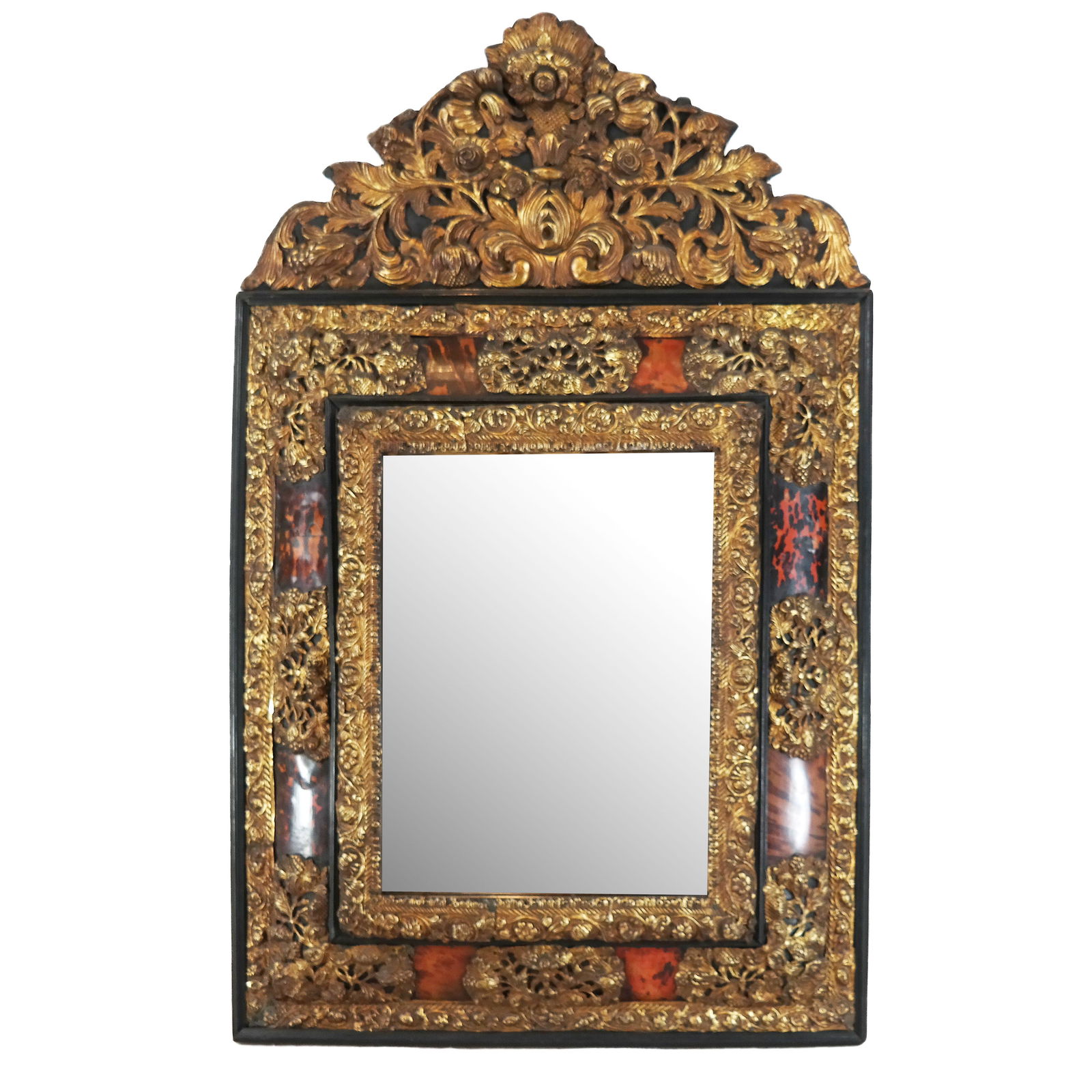 Antique Gilt Tin, Wood and Tortoiseshell Mirror (1 of 7)