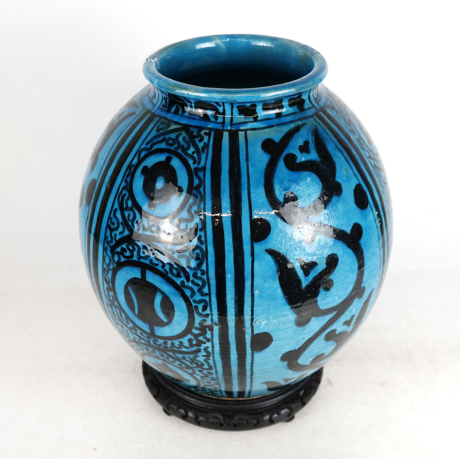 Large Persian-Style Glazed Ceramic Vase (1 of 4)
