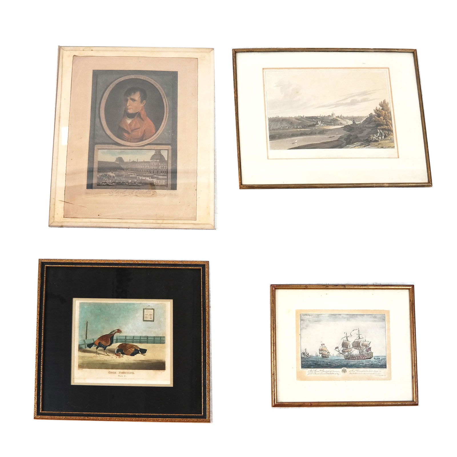 Lot of 4 Antique Tinted Engravings / Etchings (1 of 12)