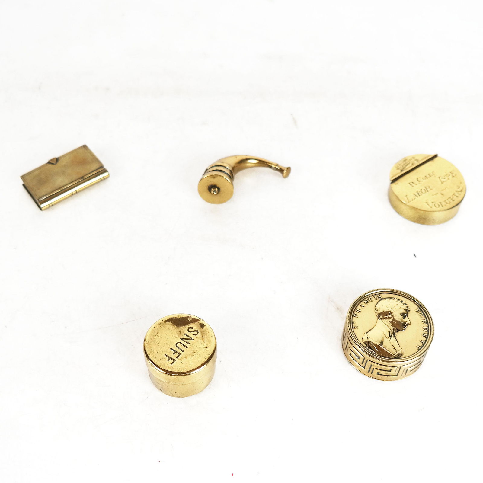 Five Assorted Brass Snuff Boxes (1 of 7)