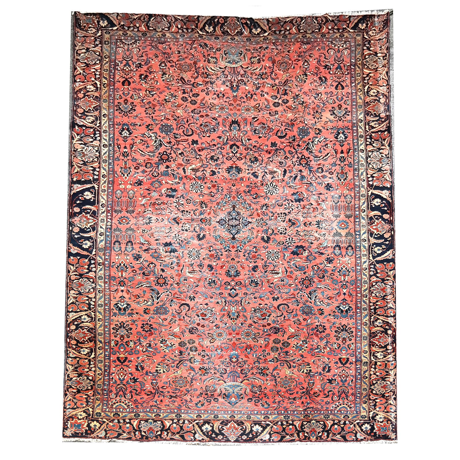 Bird & Floral Design on Red Rug (1 of 17)