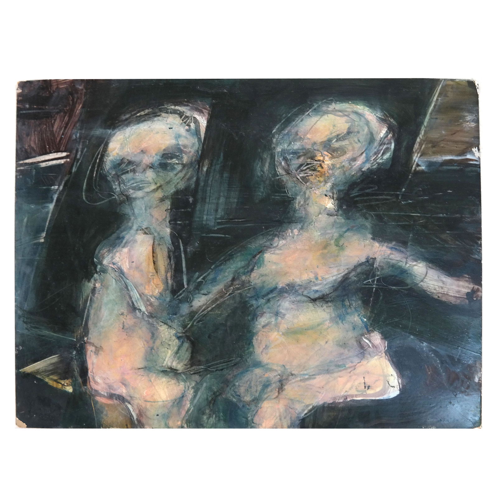MARINUCCI: "Figures" - Oil on Card Painting (1 of 6)