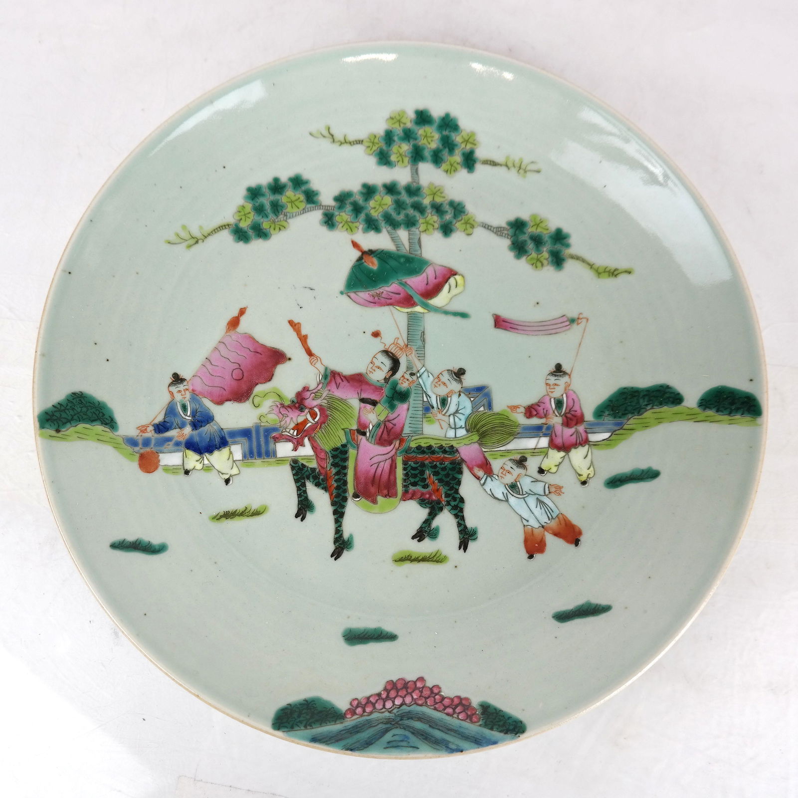 Chinese Polychrome Enamel Porcelain Shallow Bowl (1 of 5)