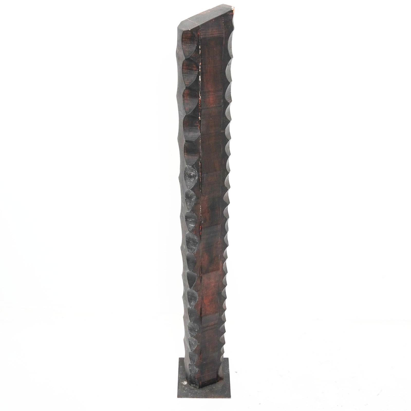 Maquette for "J.S. Bach" Variation, Carved Wood: Tony Rosenthal (American, 1914-2009). Maquette for "J.S. Bach" variation. Totemic carved wood shaft mounted on a metal base, unsigned, circa 1989. 54 1/2" H x 8" x 8" (138.4 x 20.3 x 20.3 cm.). Some c