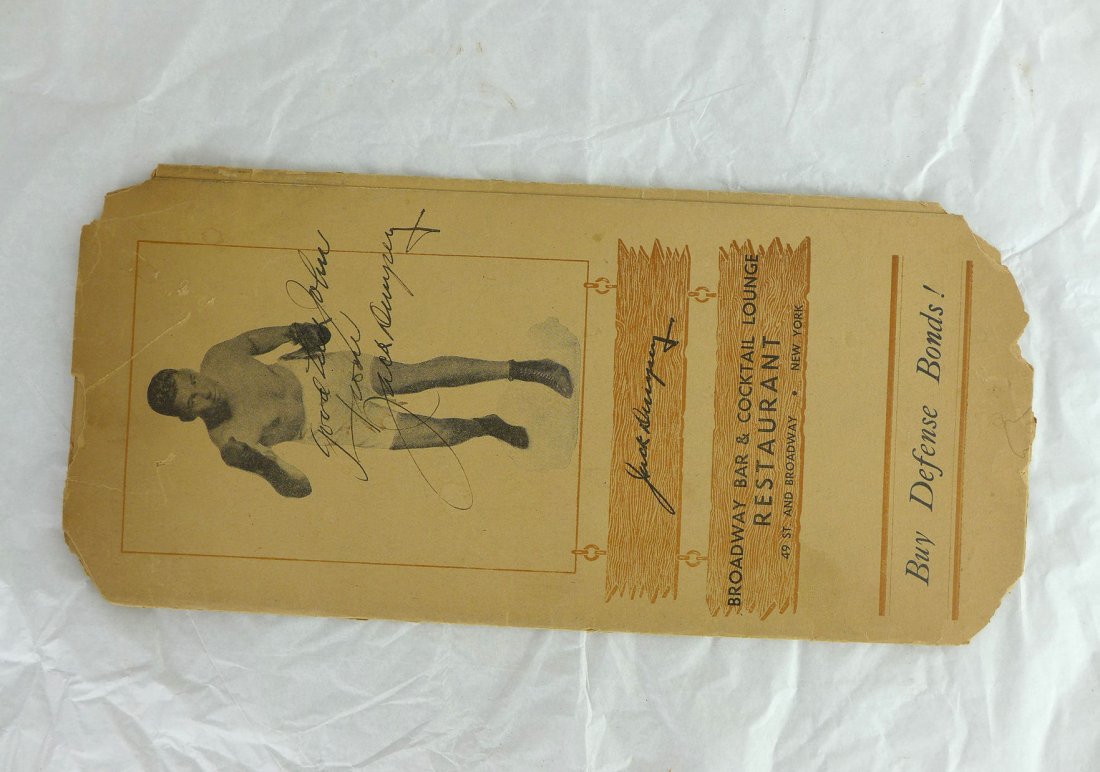 Boxer Jack Dempsey Autograph Menu (1 of 7)