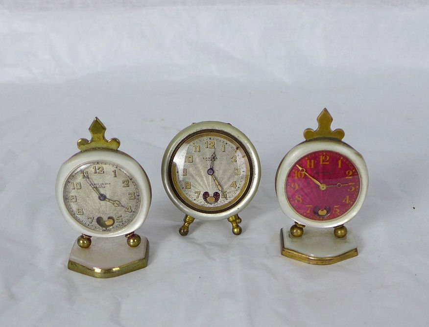 Deco Guilloche Enamel Miniature Swiss Lancel Clocks (1 of 8)
