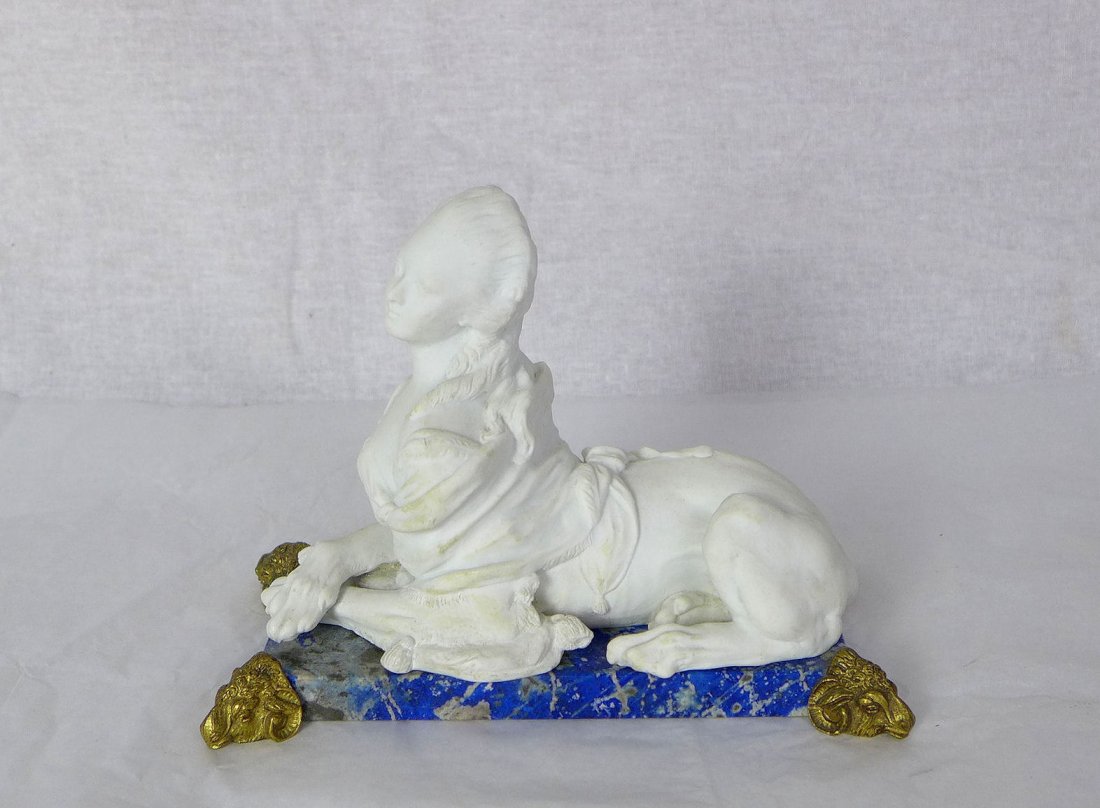 Sevres Porcelain Bisque and Lapis bronze Sphinx figure (1 of 7)