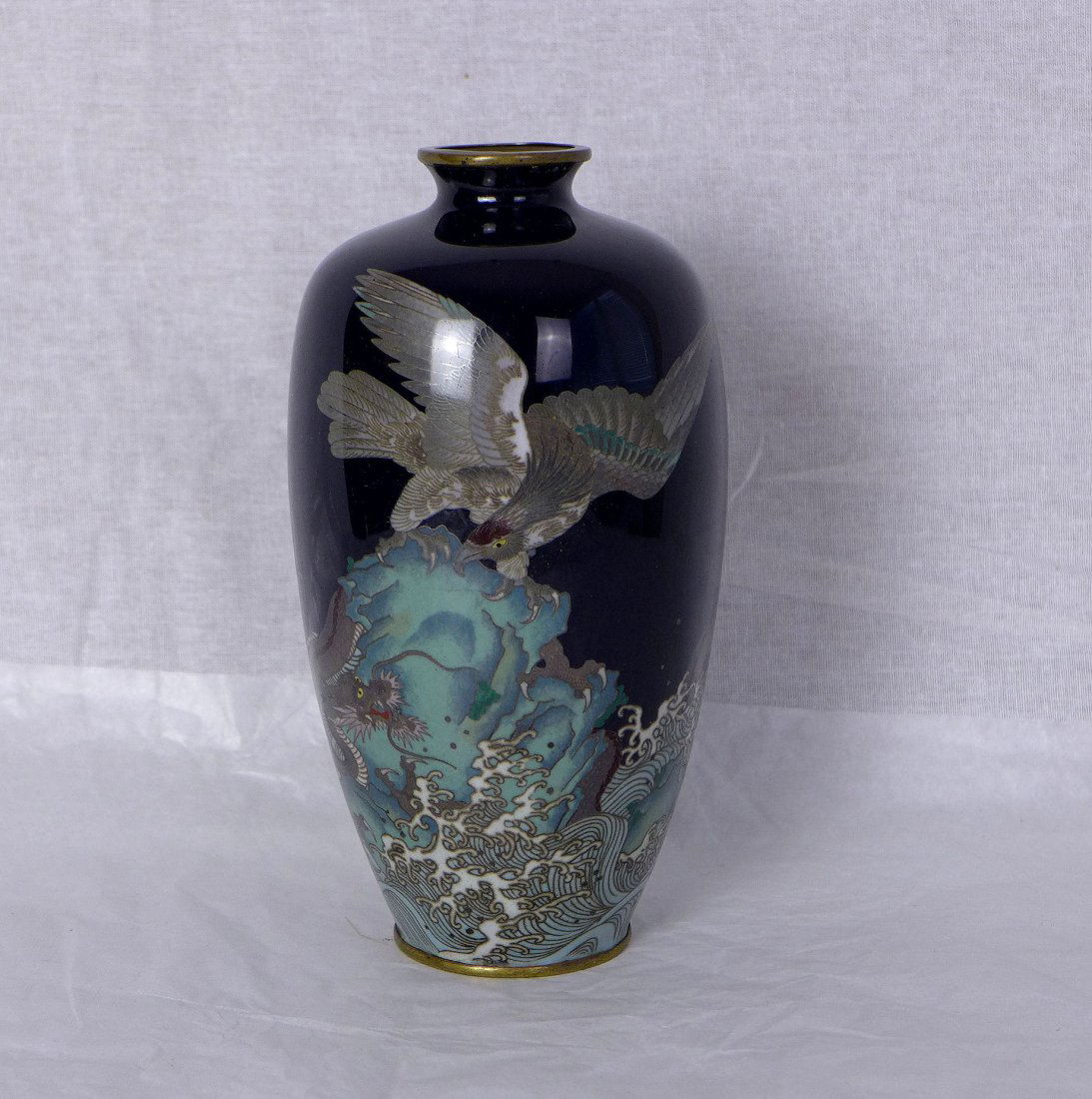 Japanese Cloisonne Dragon Eagle Vase (1 of 8)