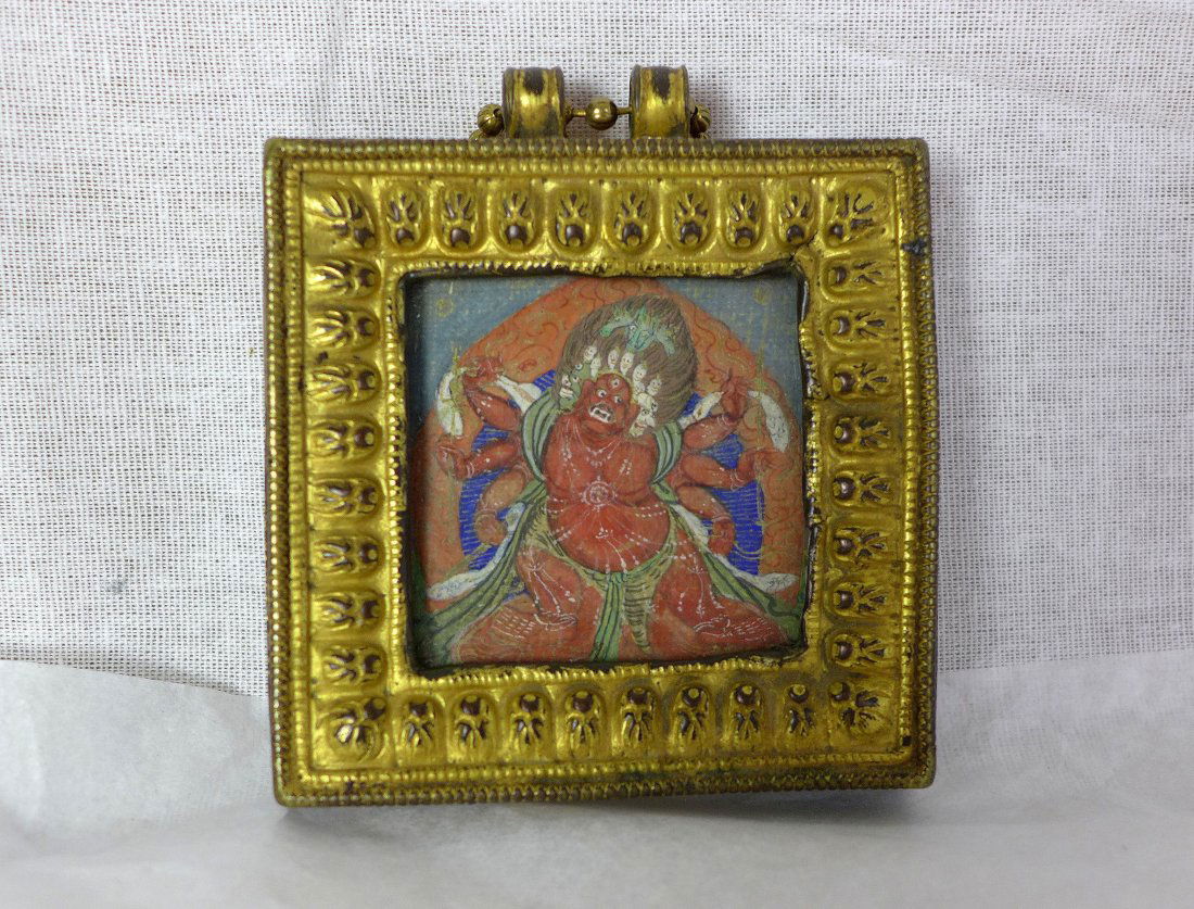 19th century Tibetan Framed Miniature painting (1 of 4)
