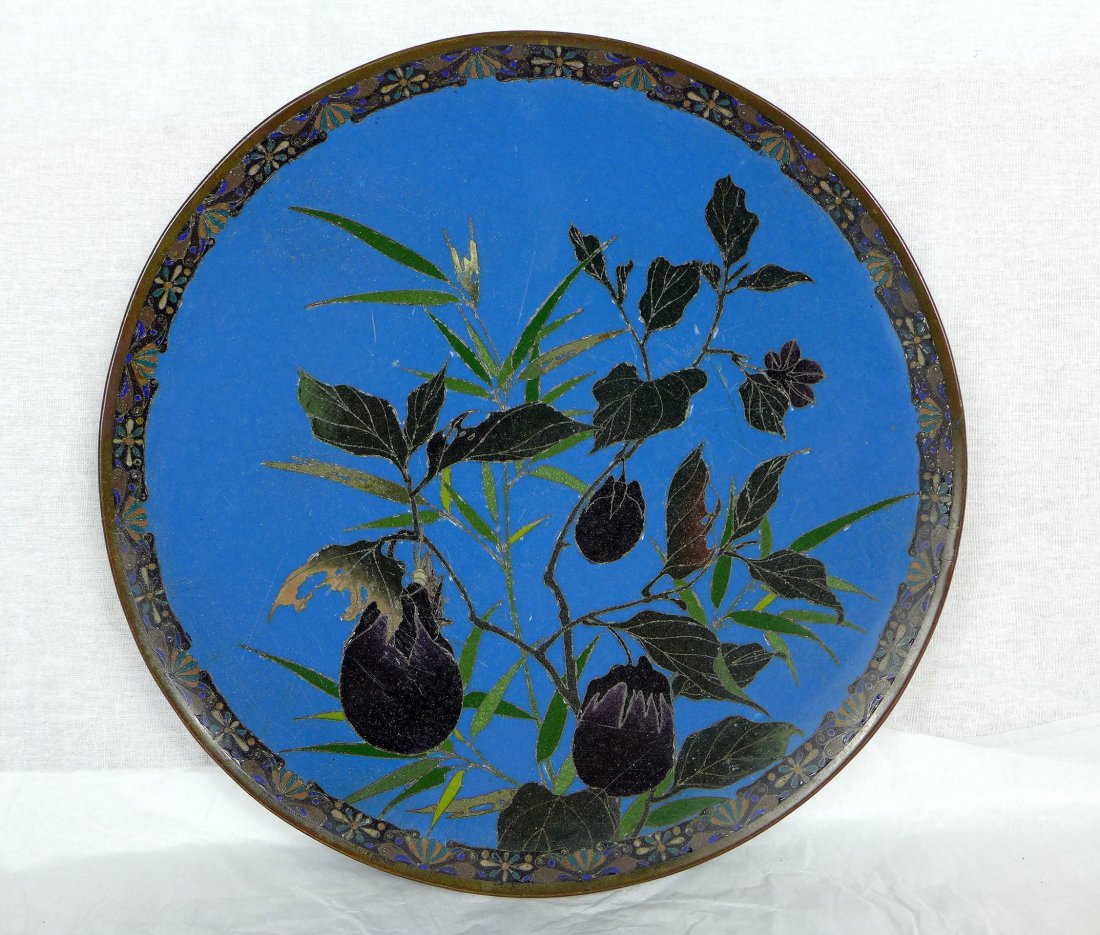 Antique Japanese cloisonne Enamel Charger (1 of 6)
