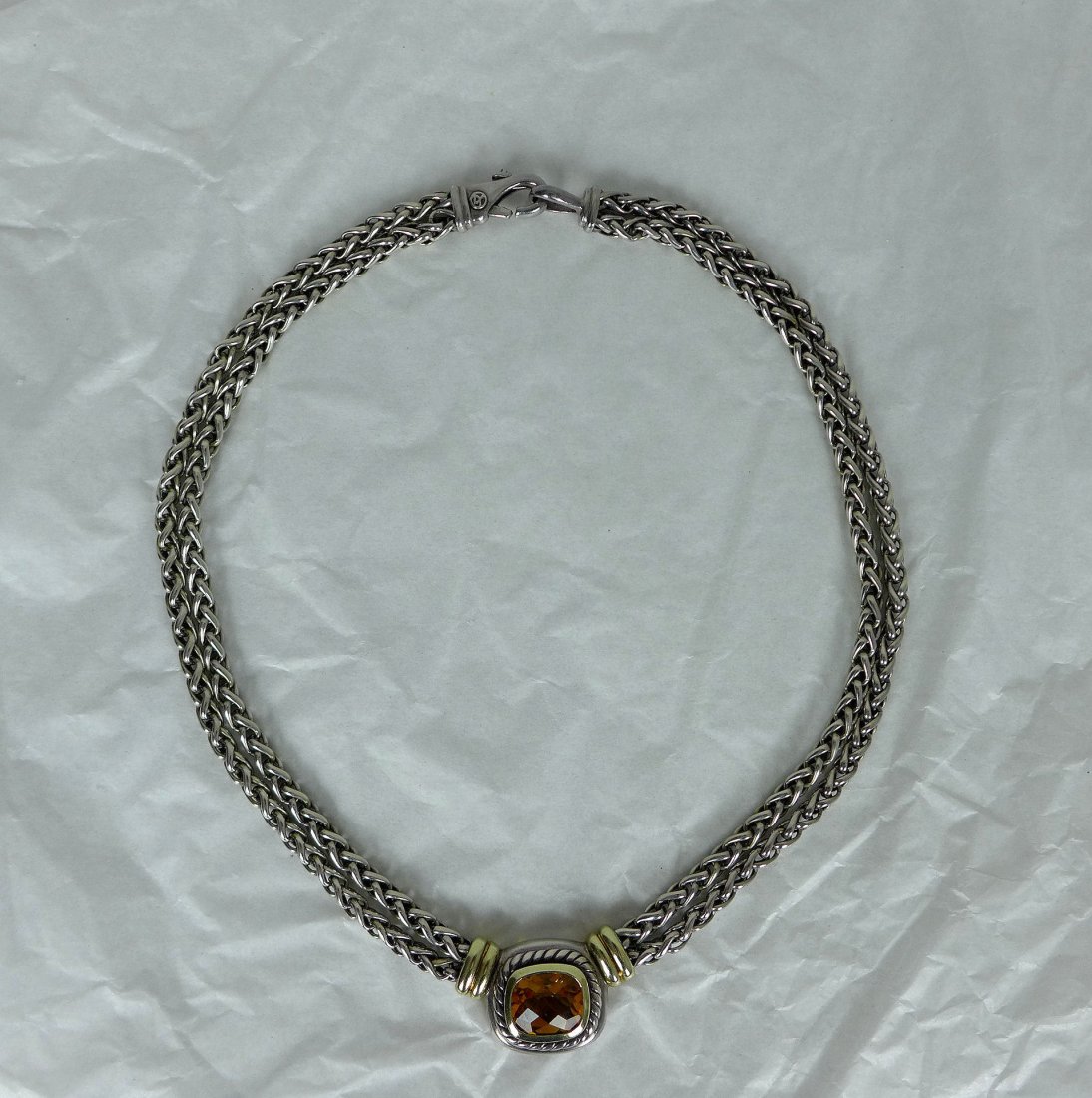 David Yurman Gold and Sterling Silver Citrine Necklace (1 of 7)