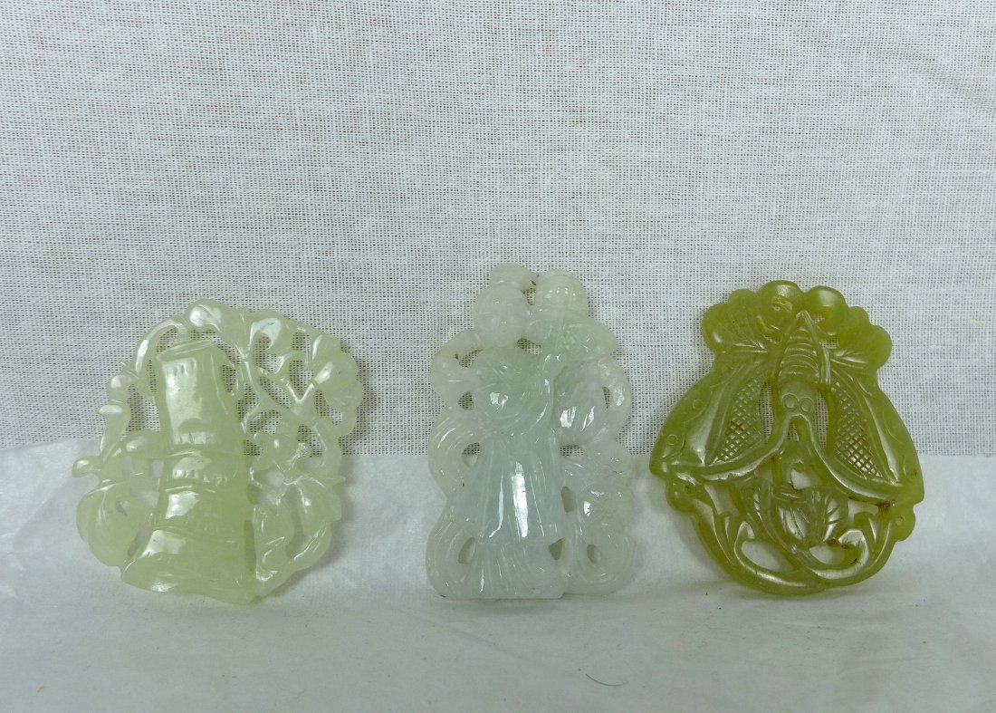 Chinese carved Jade and Hardstone Pendants (1 of 5)