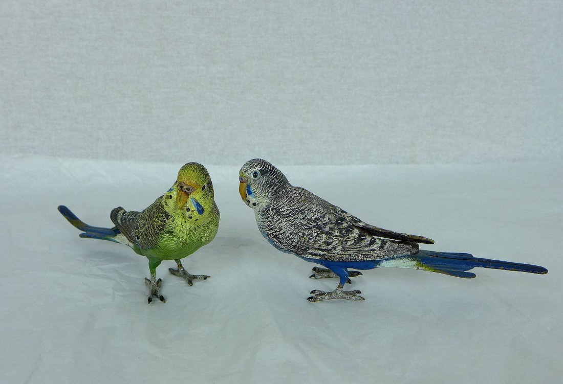 Cold Painted Bronze Parrots Figurines (1 of 9)