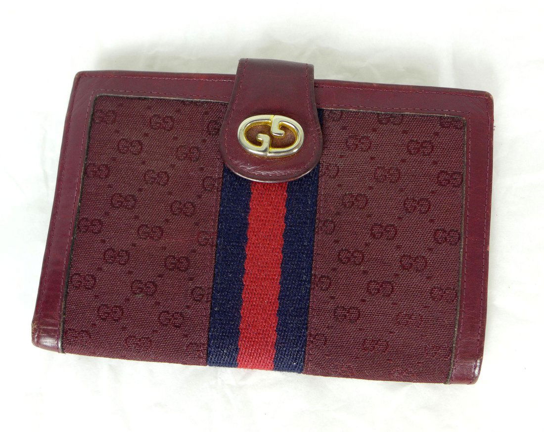 Gucci Maroon Canvas and Leather Wallet Purse (1 of 7)