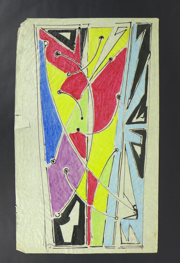 Angelo Savelli Original 1940's Abstract painting (1 of 8)