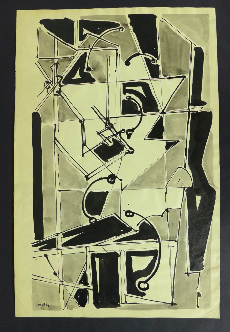 Angelo Savelli Original 1940's Abstract painting (1 of 5)