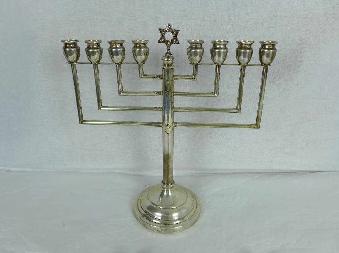 Judaica Sterling Silver Hanukkah Menorah (1 of 5)