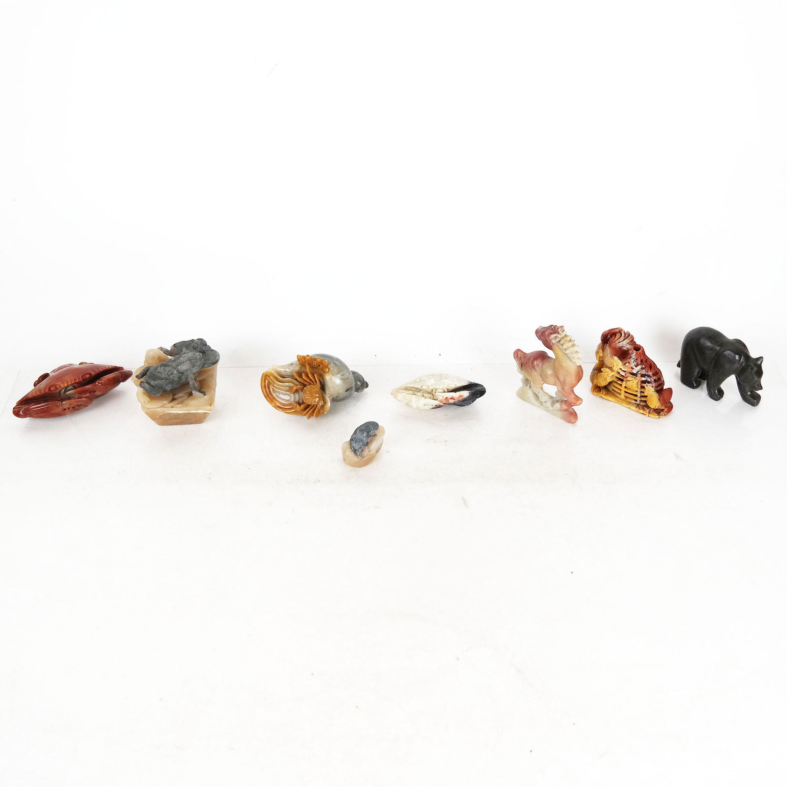 Eight Small Chinese Carved Hardstone Animals (1 of 14)