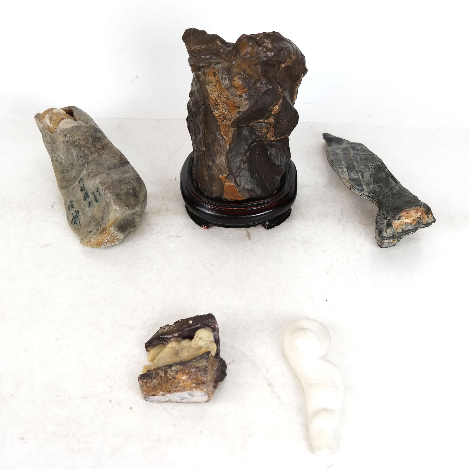 Five Chinese Carved Hardstone Groups (1 of 8)