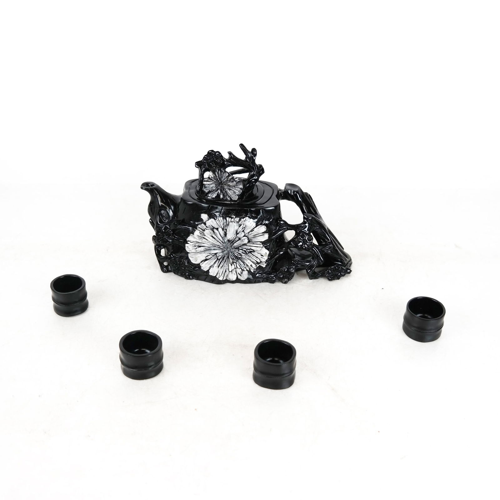 5-Piece Carved Stone Tea Set (1 of 7)