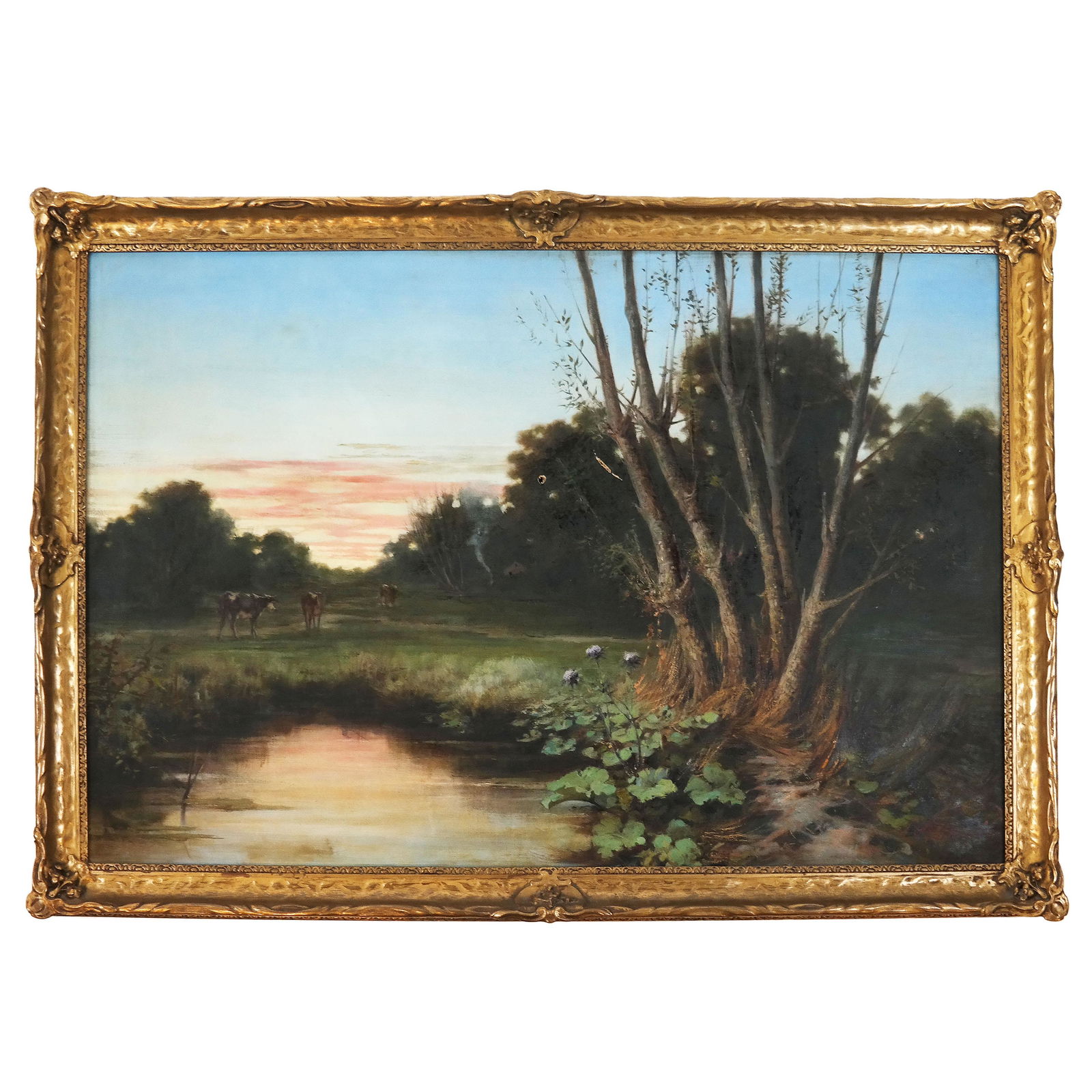 L. STEFANELLI: Landscape with Cows - Oil Painting (1 of 7)