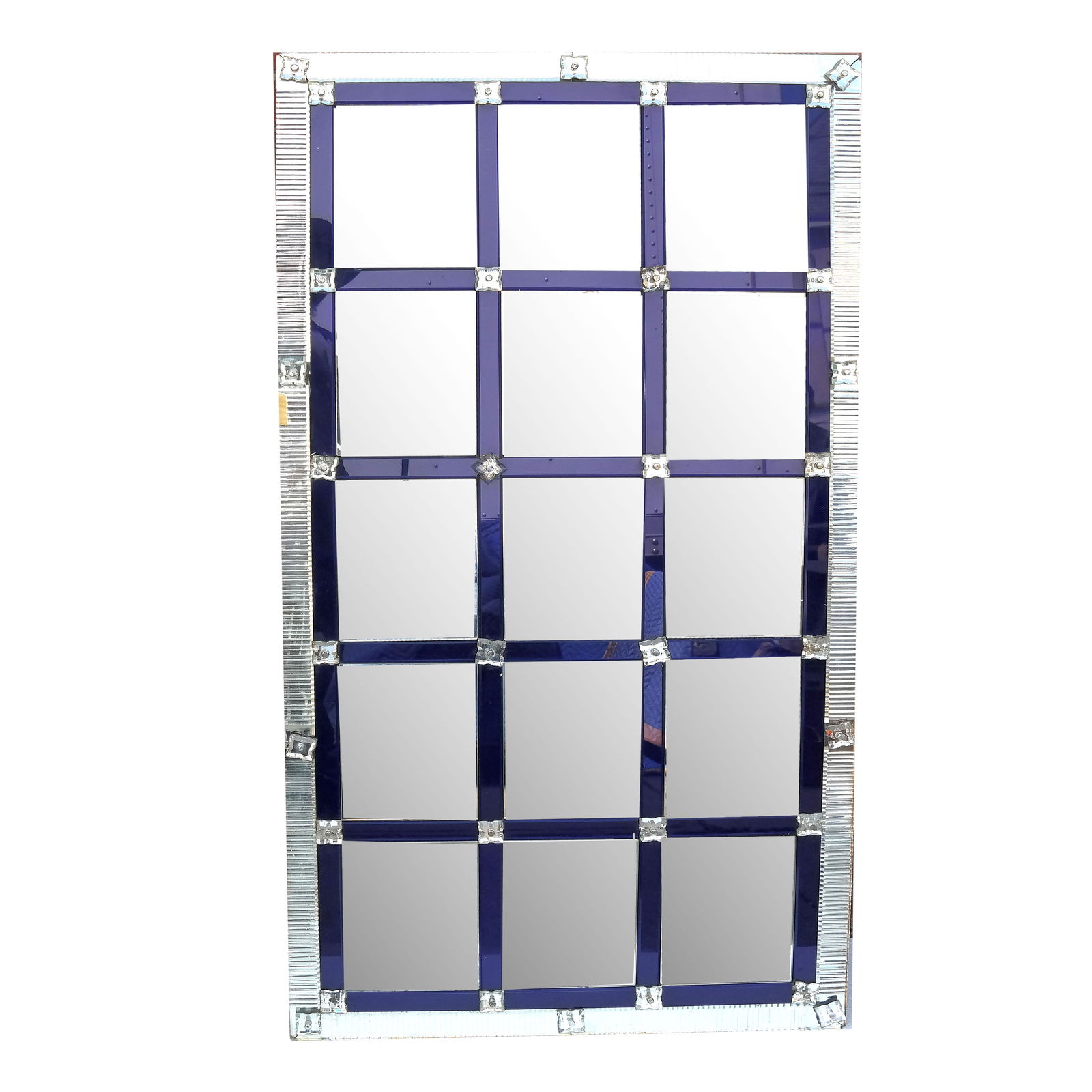 Art Deco Blue Glass Segmented Mirror (1 of 7)