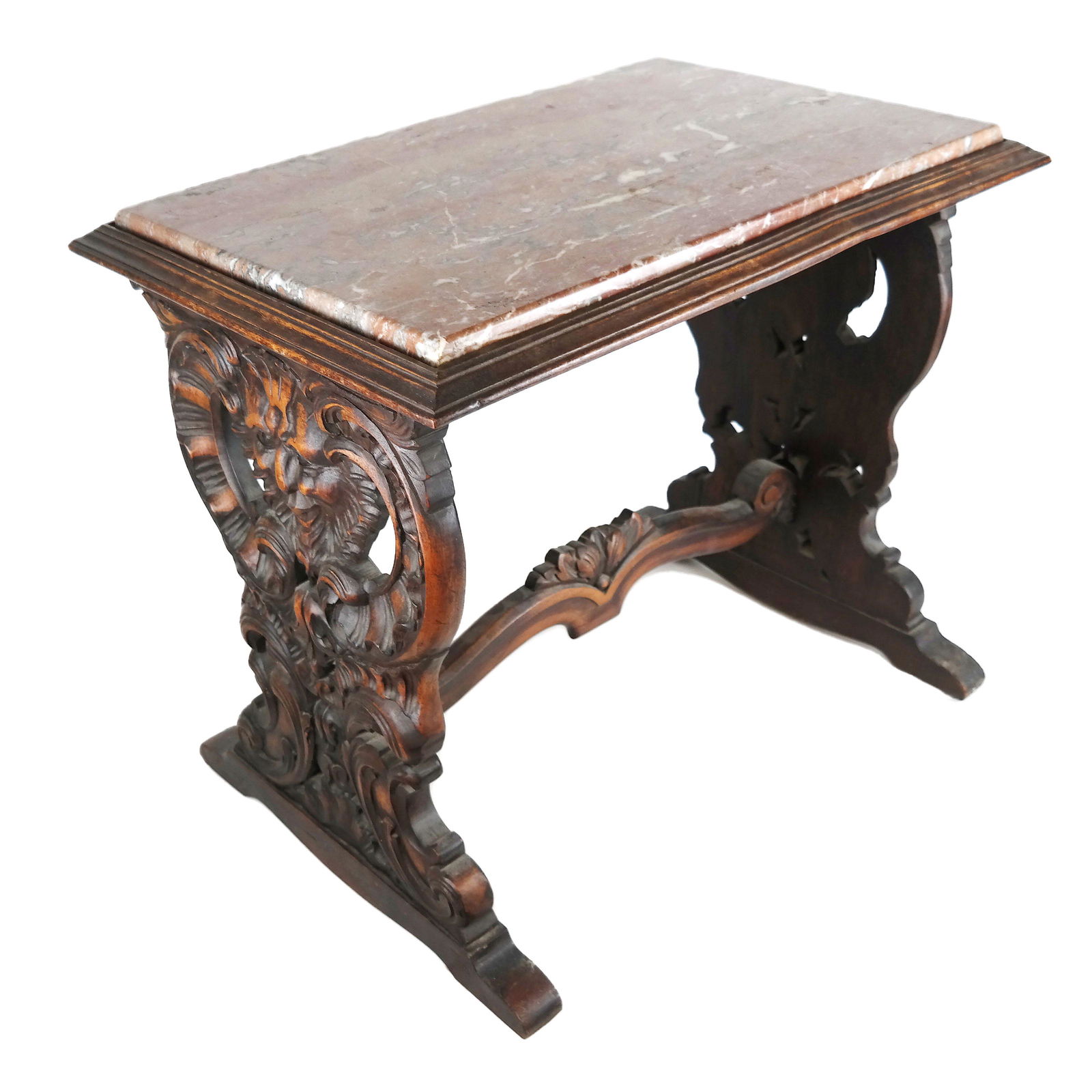 Italian-Style Carved Walnut Side Table (1 of 8)
