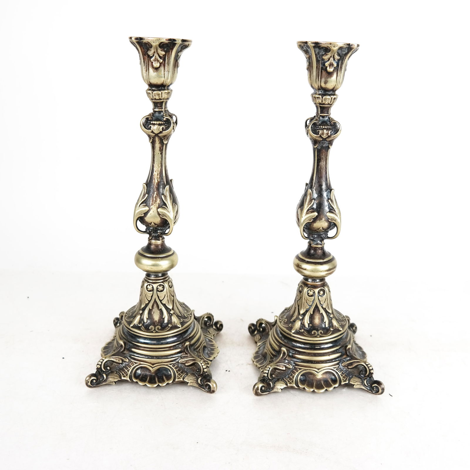 Pair Unmarked Silver Candlesticks (1 of 8)
