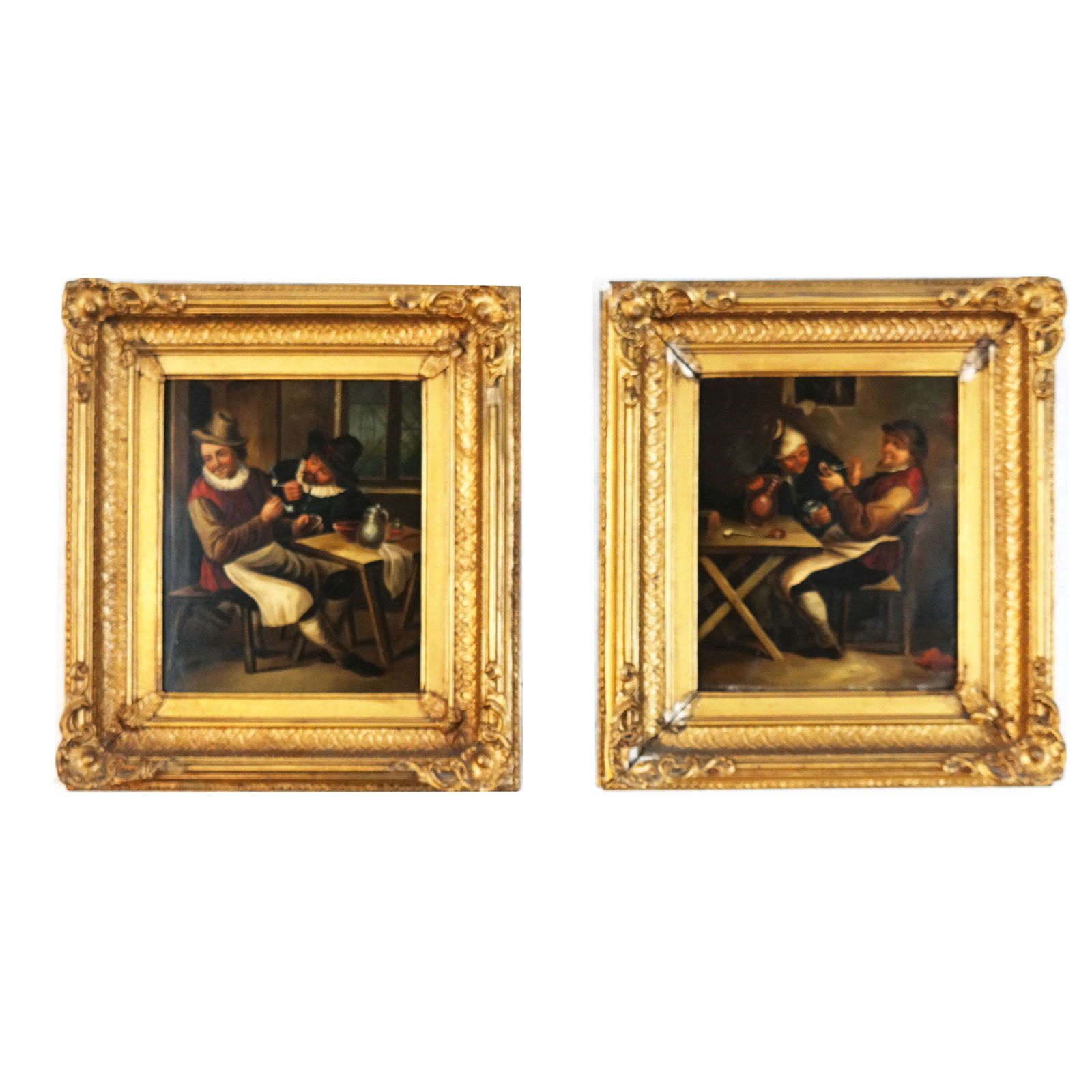 Dutch Tavern Scenes - Two Oil Paintings on Tin (1 of 6)