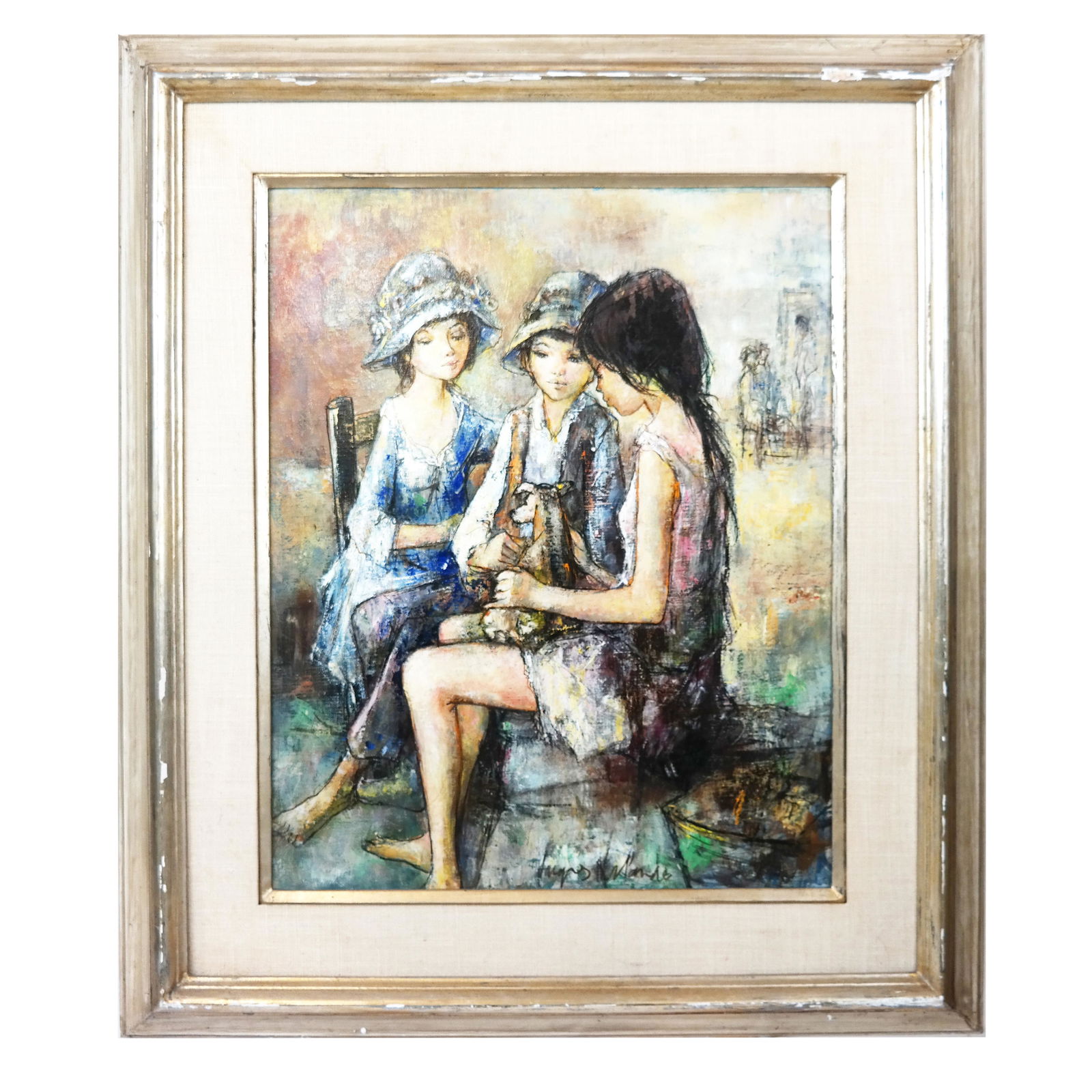 Jacques LALANDE: Children & Puppy - Oil Painting (1 of 7)