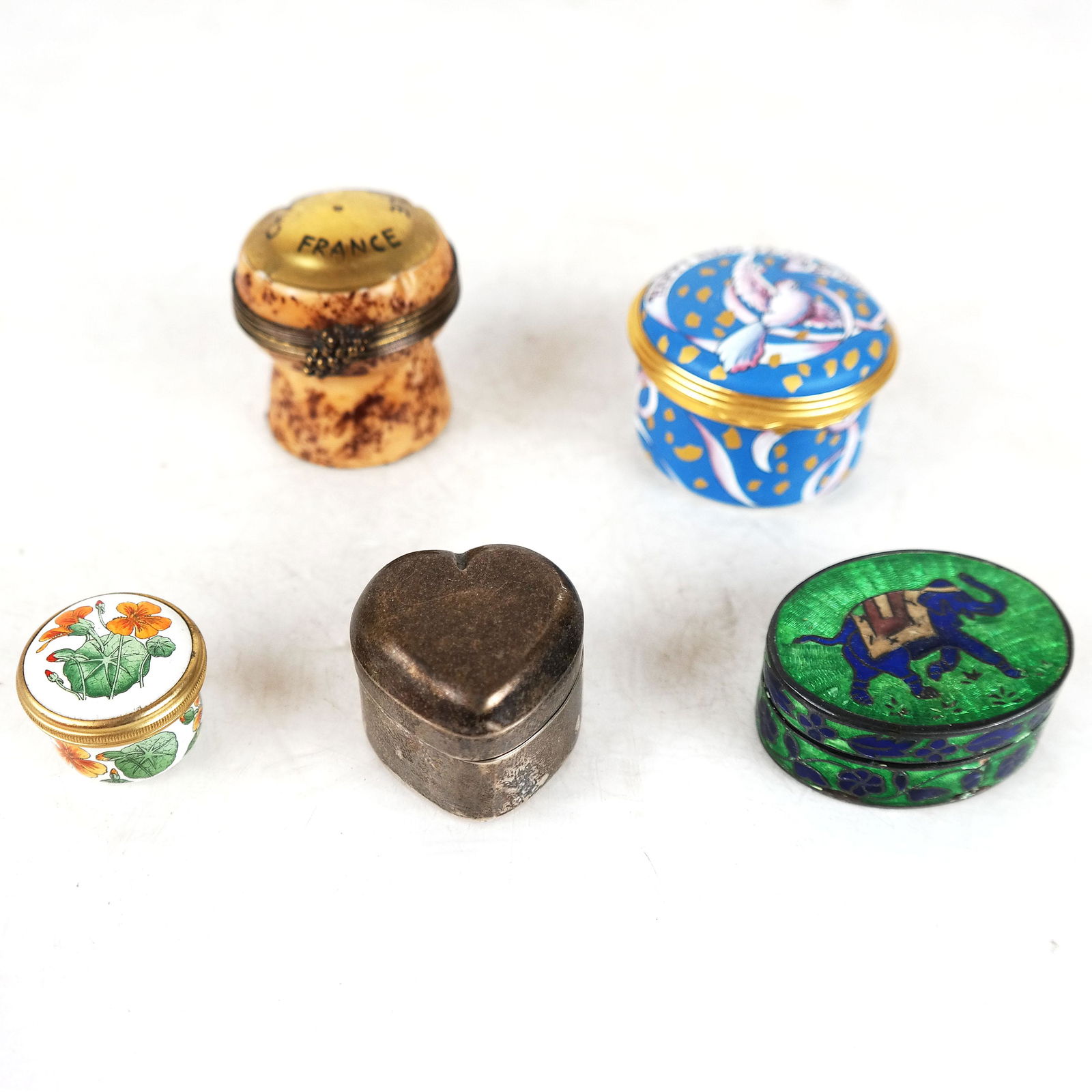 Group of 5 Pill Boxes: Limoges, Sterling, Others (1 of 15)
