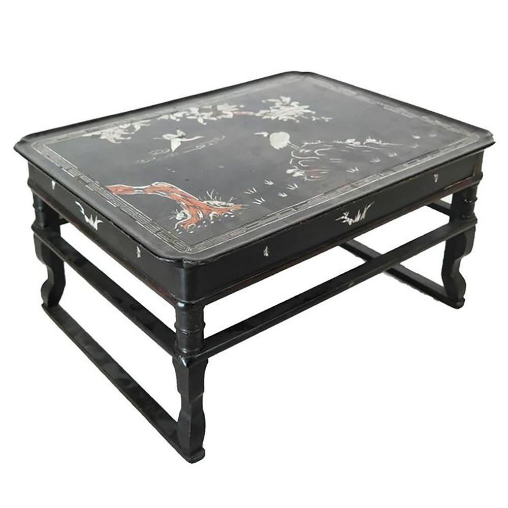 Asian Mother of Pearl & Lacquered Small Table (1 of 6)
