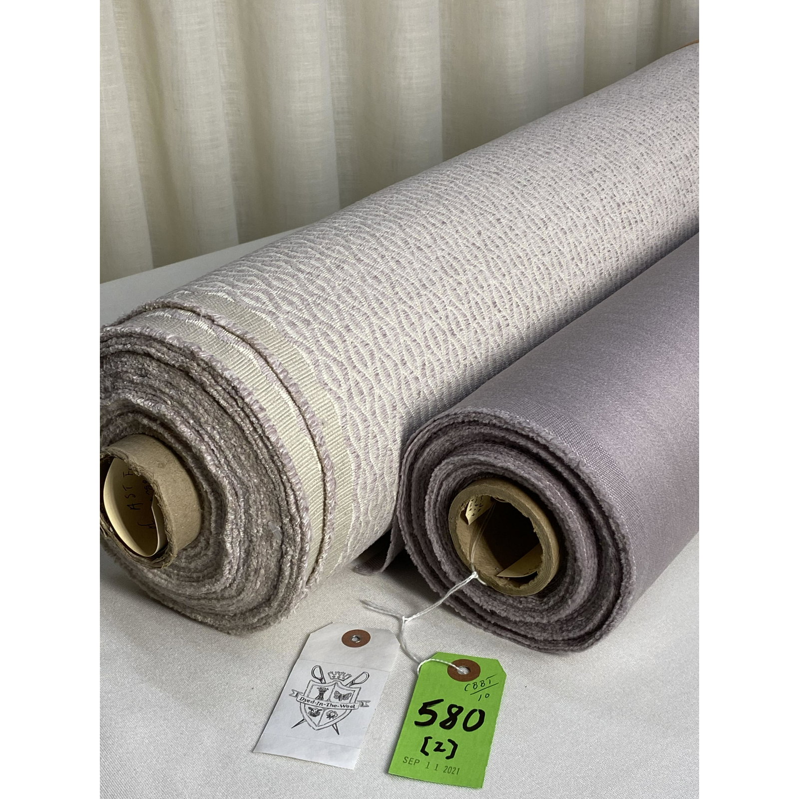 Holland & Sherry and AST Lavender Fabrics: 1) 21 1/2 yards of Holland & Sherry's "Andes", item #DE12740 in "Lavender Mist", a super fine worsted wool heathered satin, 59 1/2" wide. The deliberate subtle surface color variation is created by "S