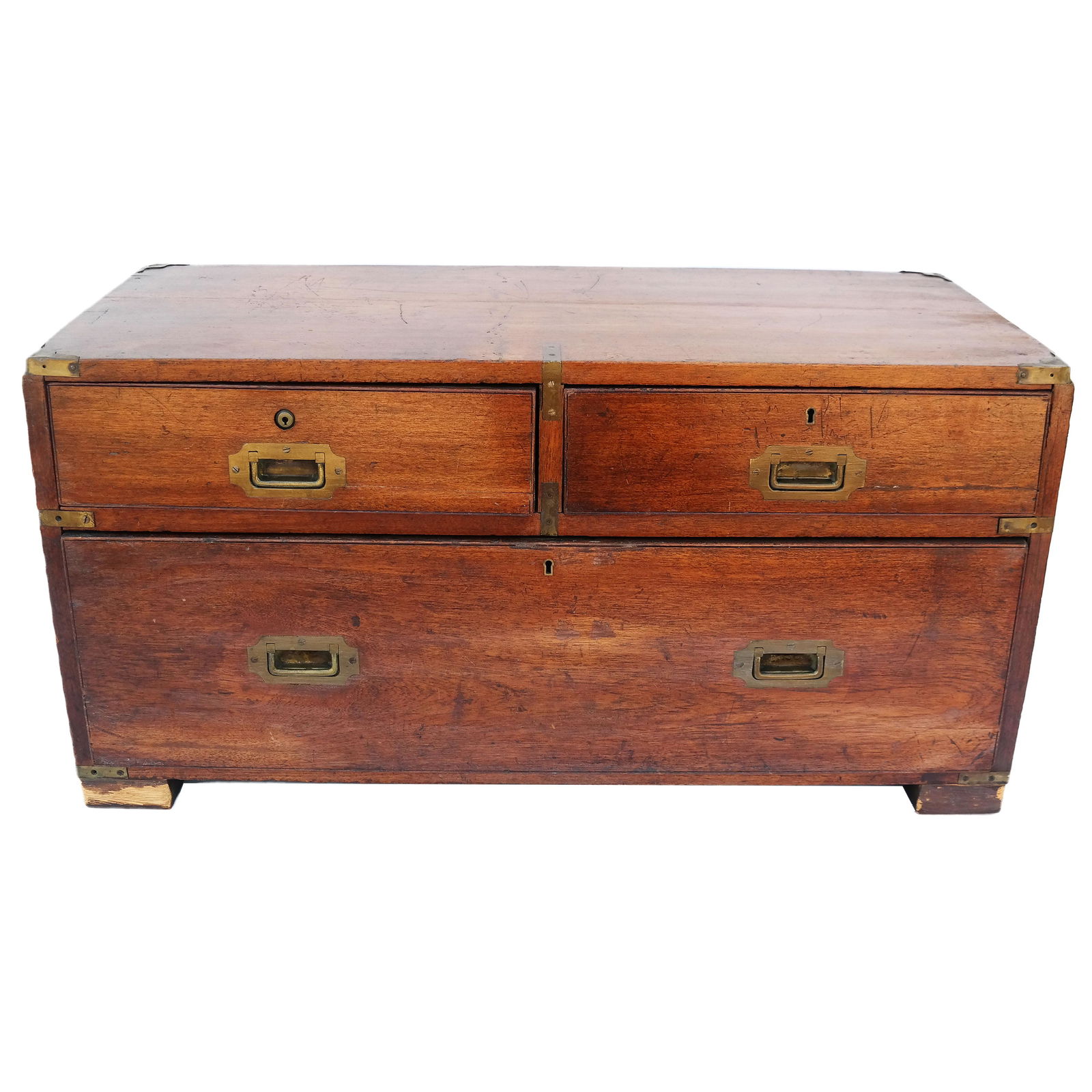 19th C. English Campaign Low Chest (1 of 10)