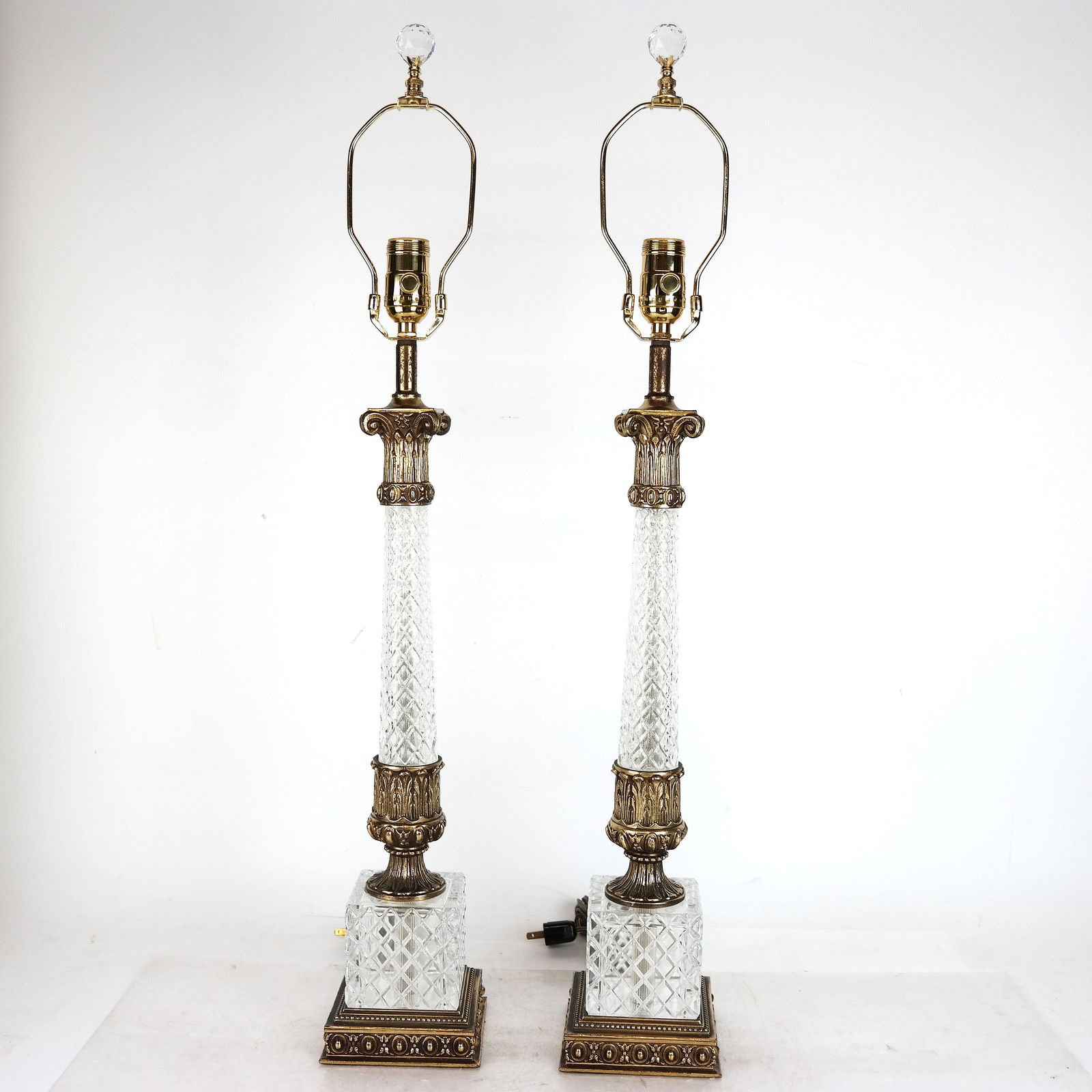 Pair of Crystal & Brass Table Lamps (1 of 8)