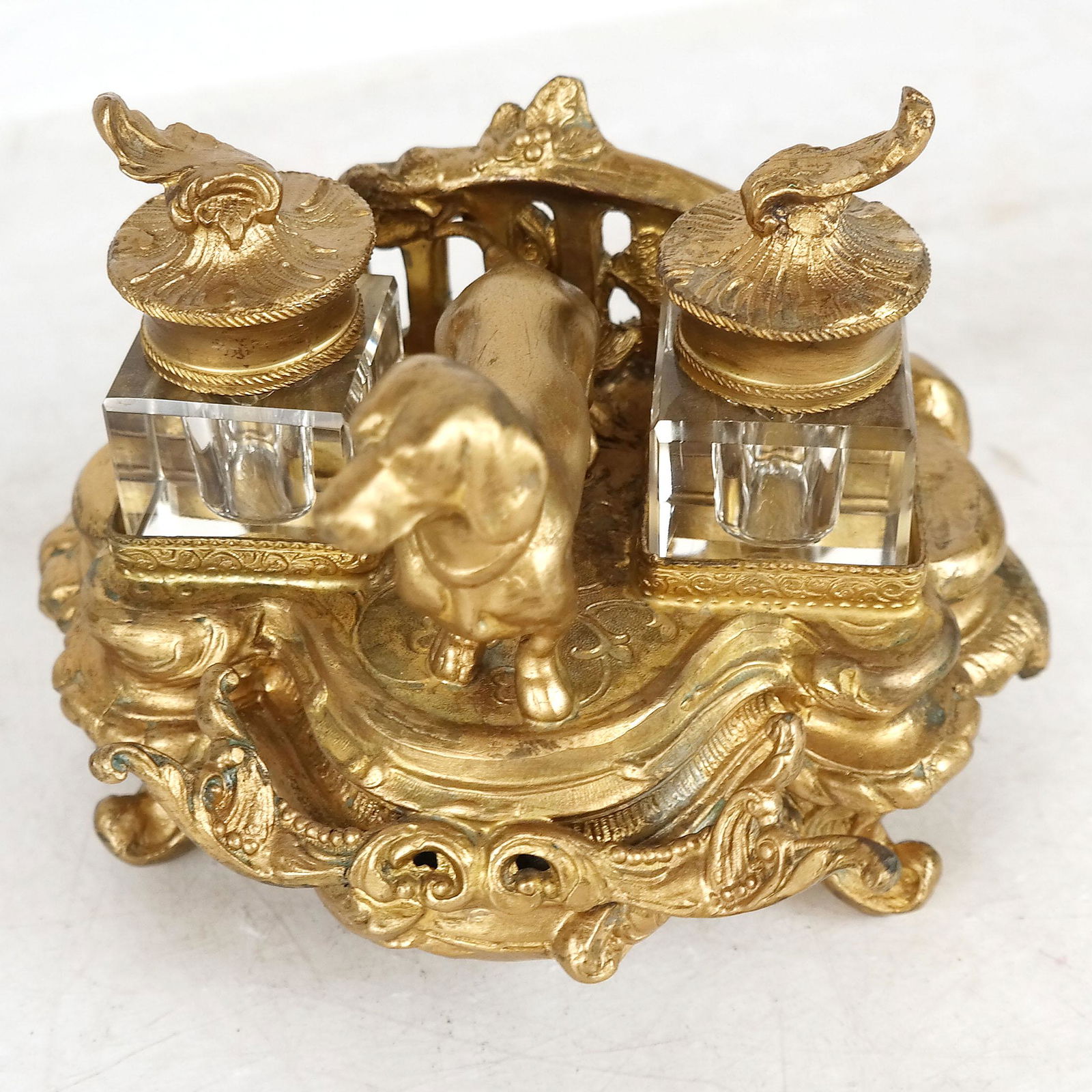 Dog Form Gilt Metal Inkwell (1 of 8)