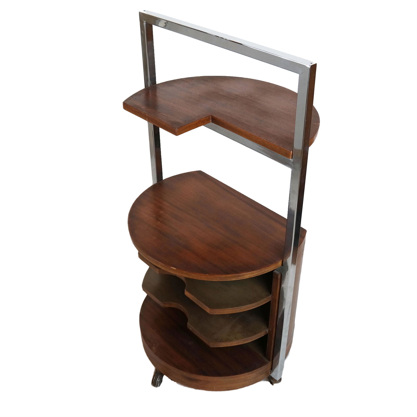 MCM Chrome & Mahogany Bar Cart (1 of 7)