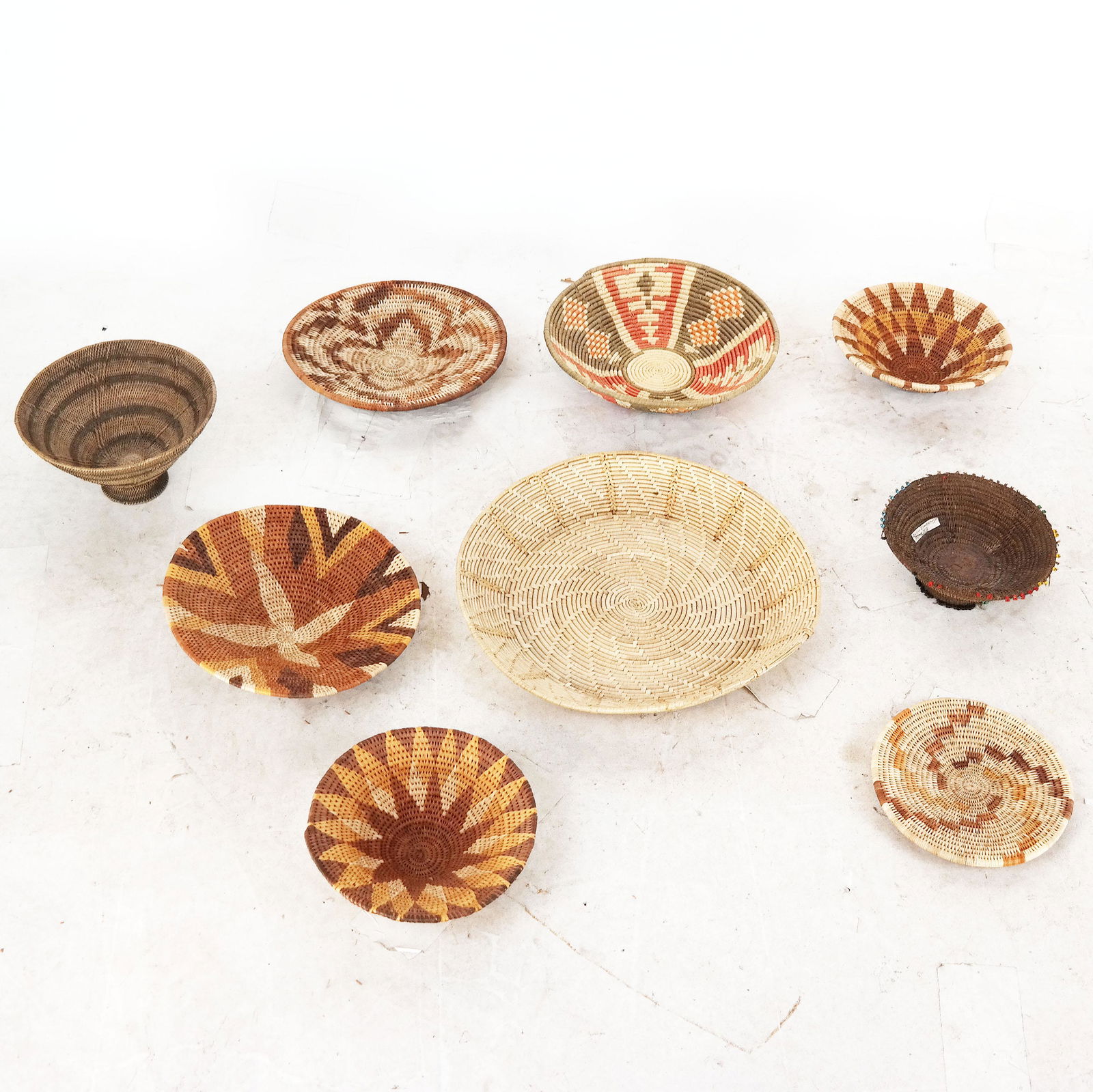 Nine Native American Woven Shallow Bowls (1 of 10)