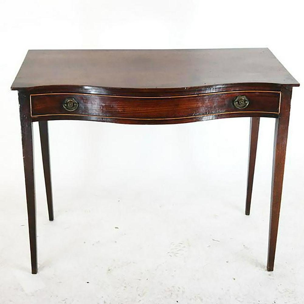 Antique English Serpentine Writing Table (1 of 11)