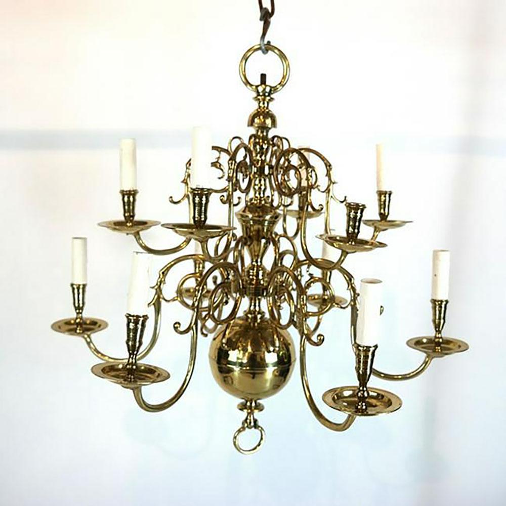 19th C. Dutch Brass 12-Light Chandelier (1 of 12)