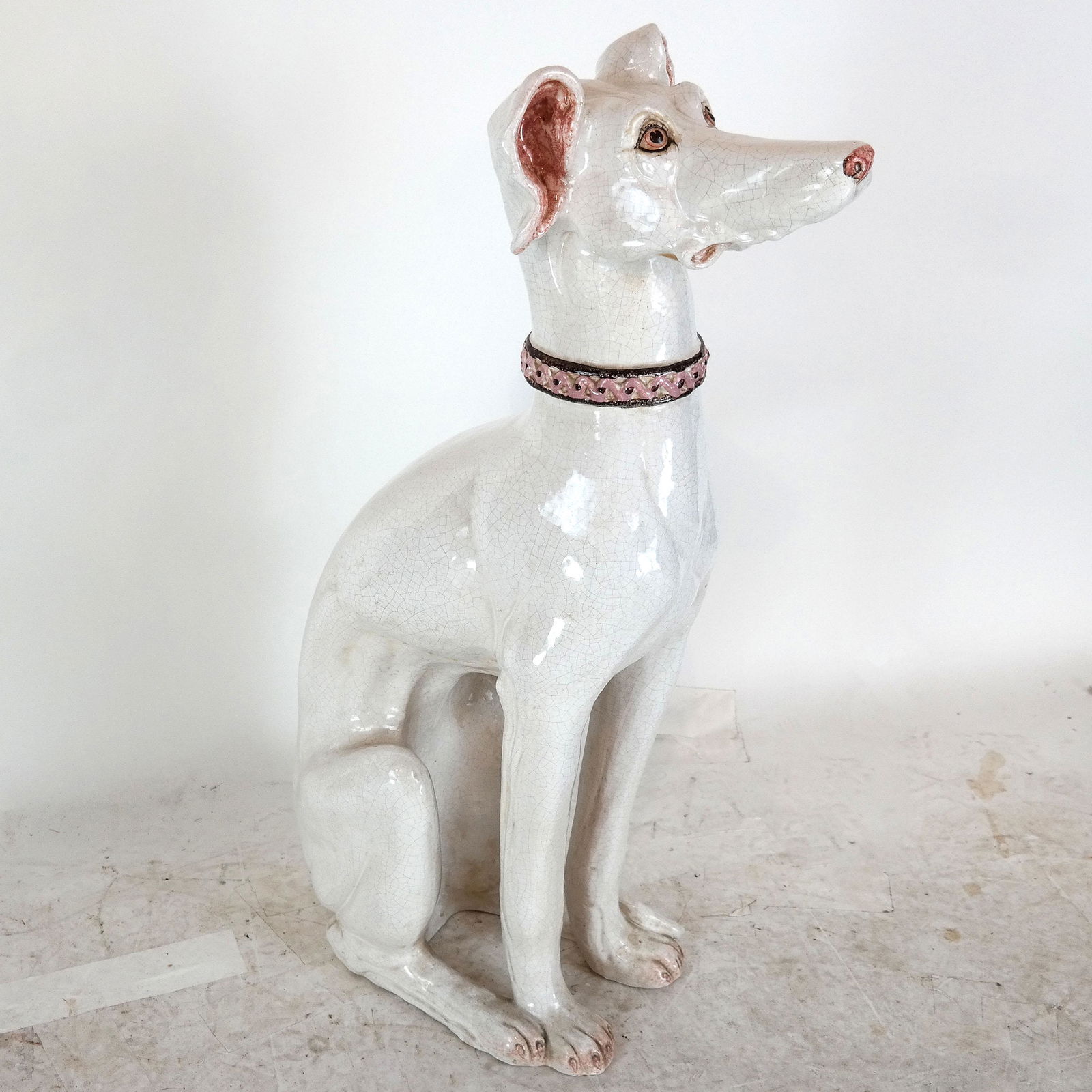 Large Italian-Style Majolica Great Dane Statue (1 of 6)